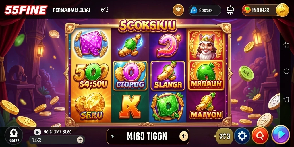 Screenshot gameplay 55FIVE dengan tampilan menarik dan fitur Slot.