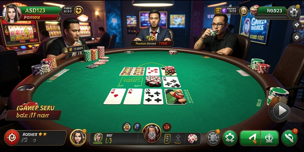 Screenshot gameplay ASD123 menampilkan serunya permainan Poker.