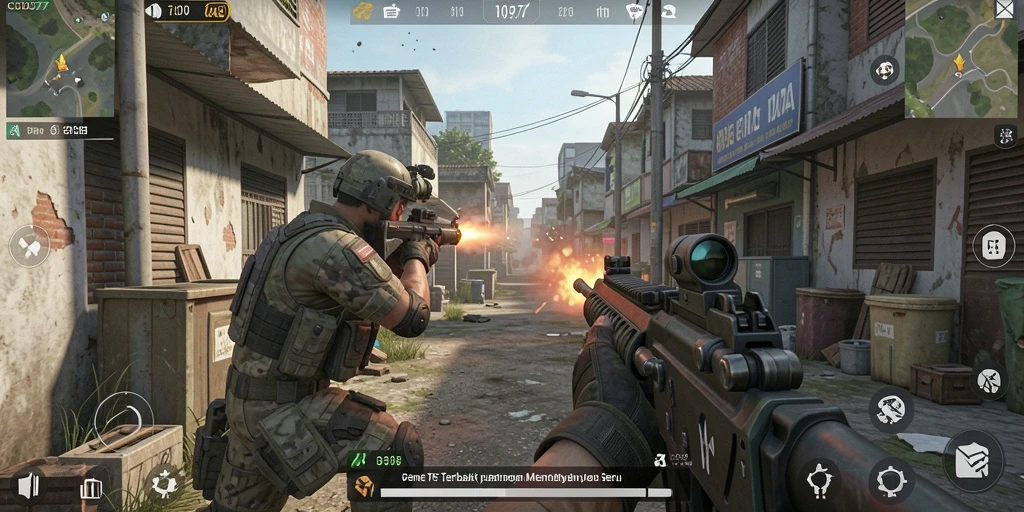 Tampilan gameplay utama COO77 yang intens dan penuh aksi.