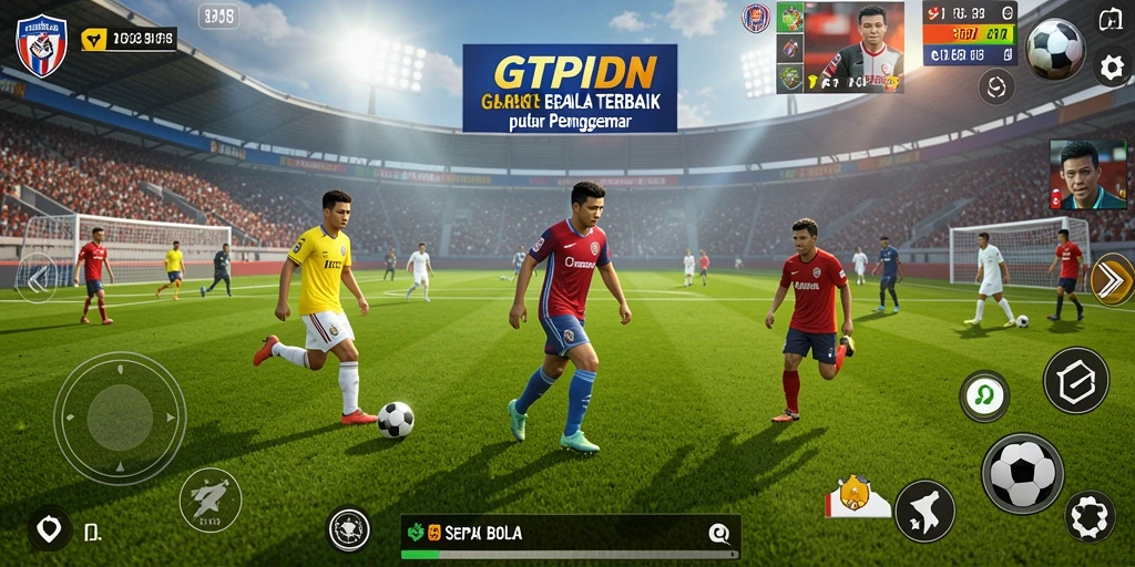 Gambaran aksi permainan sepak bola yang seru dan mengasyikkan.