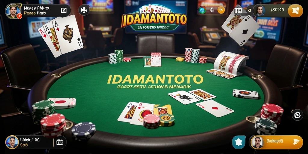 Tampilan gameplay seru IDAMANTOTO dalam permainan poker.