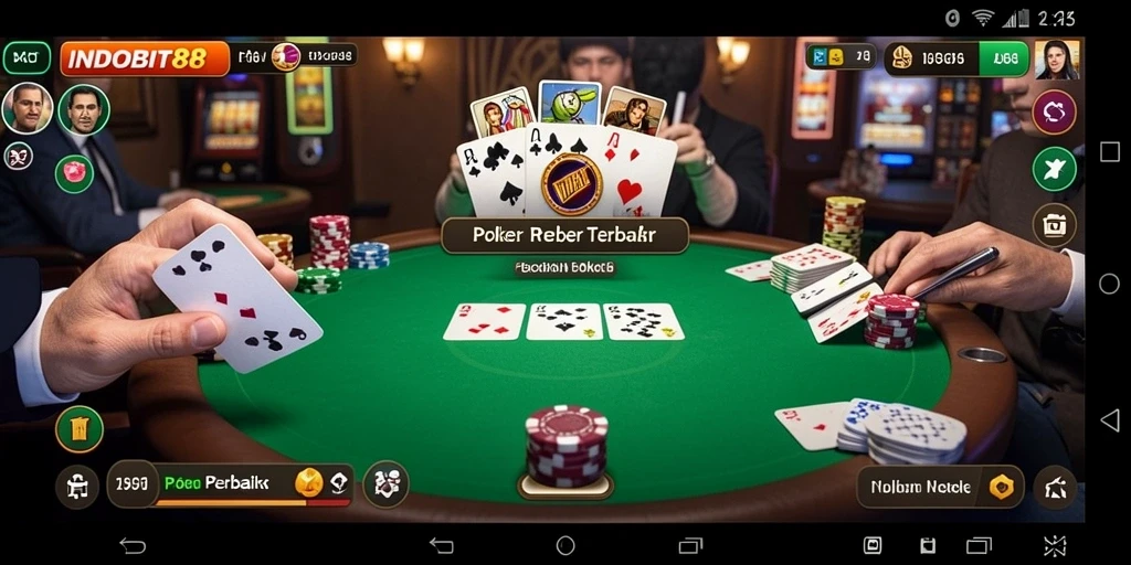 Tampilan gameplay Poker menarik di aplikasi INDOBIT88.