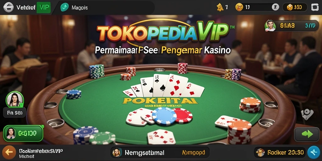 Screenshot gameplay Poker di TOKOPEDIAVIP dengan pemain yang sedang bertanding.